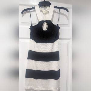 Elegant Halter  Striped Mini Dress